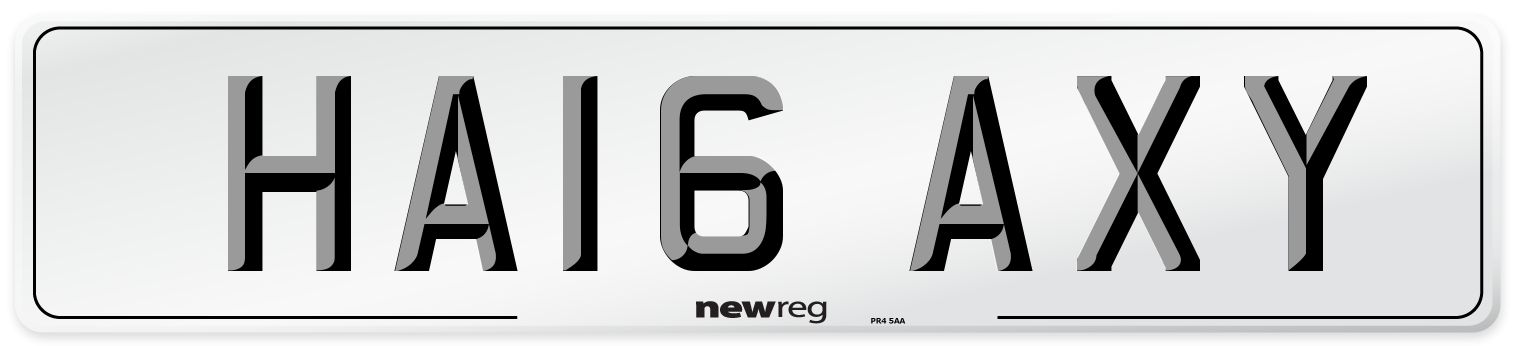 HA16 AXY Number Plate from New Reg